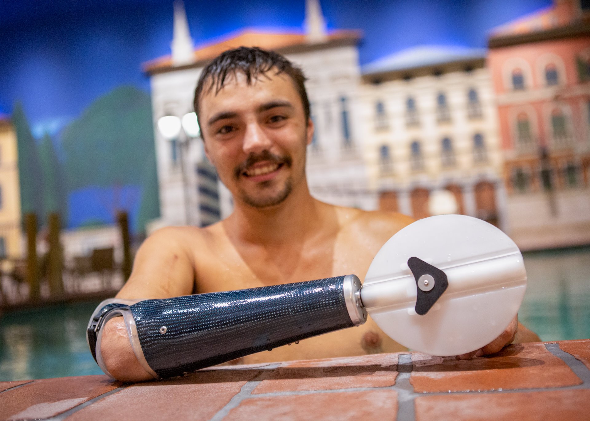 A swim activity-specific prosthesis for the pool.