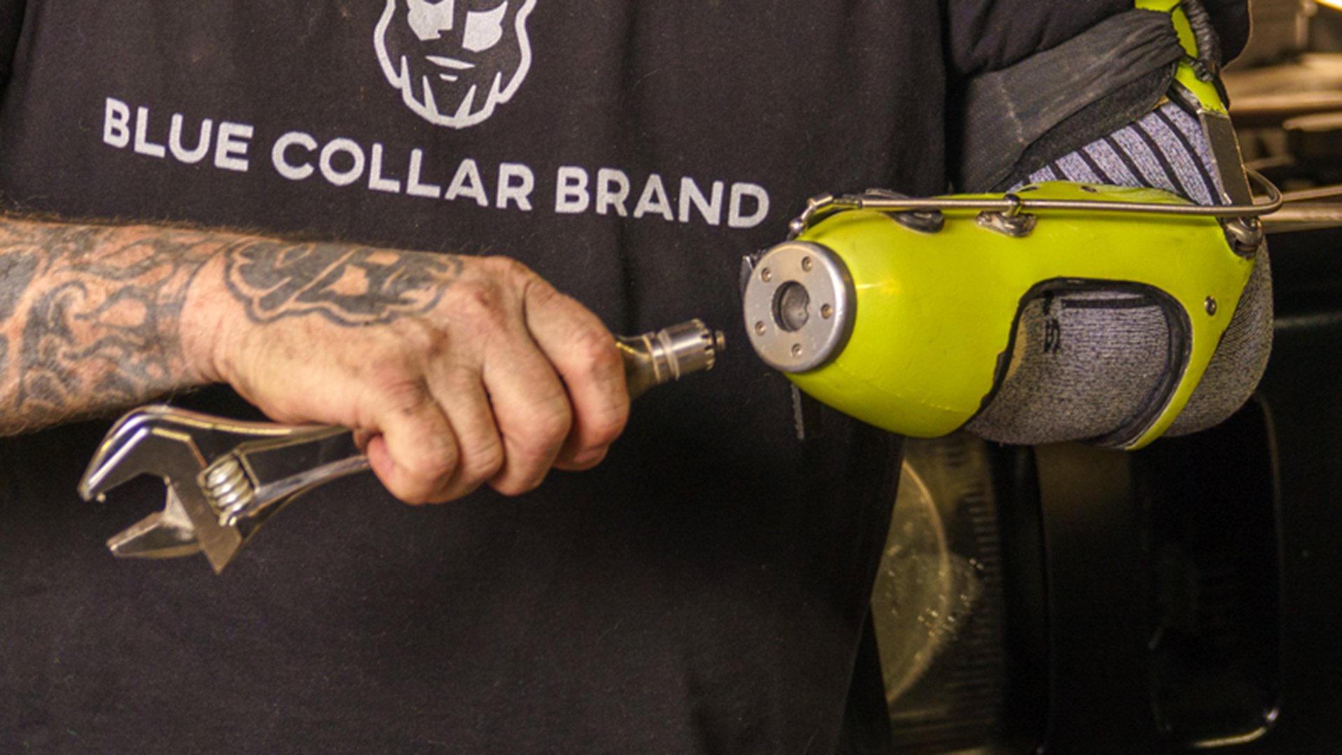 Abe has activity-specific tools to use in the garage when gear heading.