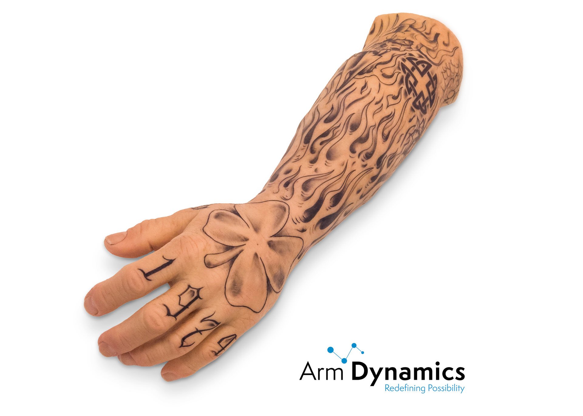 Abram Baker's cosmetic passive tattoo arm