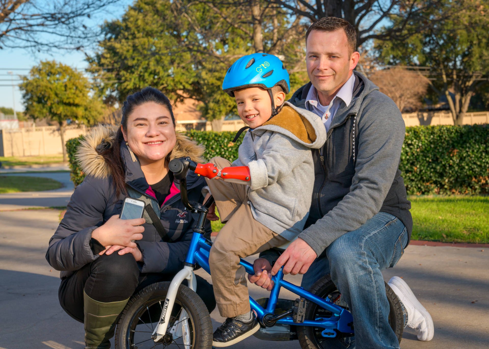 A pediatric patient uses a special custom activity-specific prosthesis to meet his daily needs as a young boy.