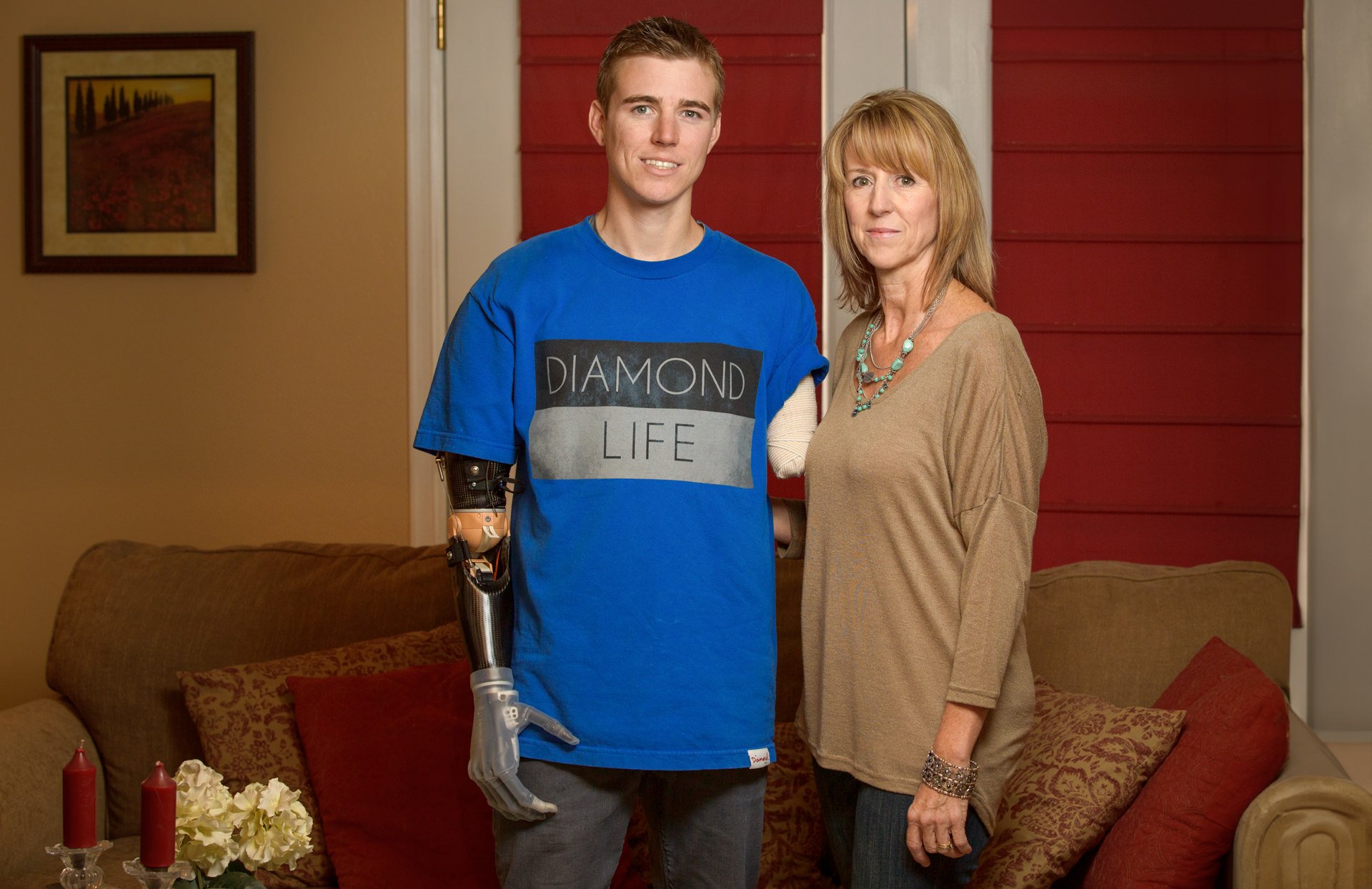Justin with his mother at home in New Mexico