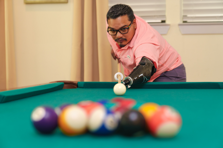 Playing pool with an activity-specific prosthesis