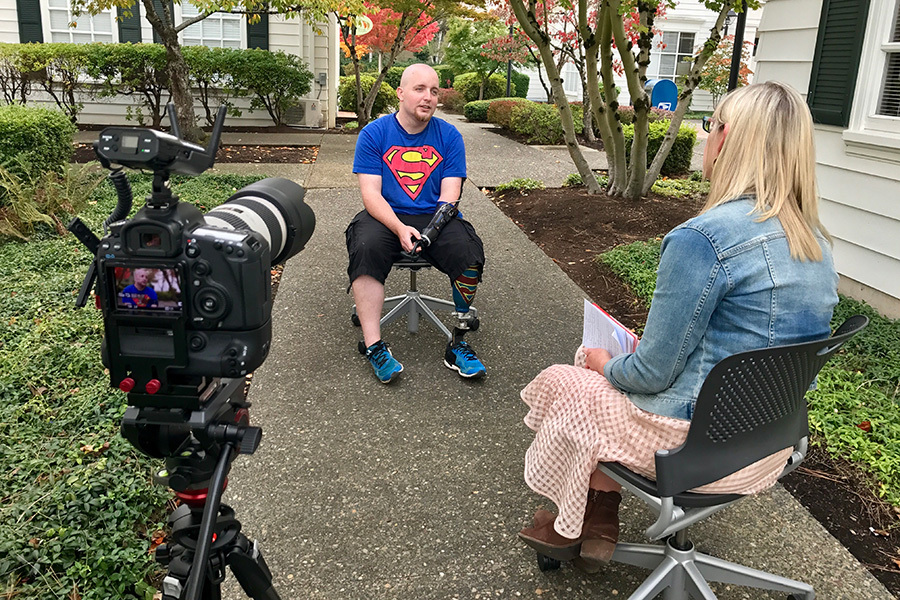 Sherri Edge interviewing Portland Center patient