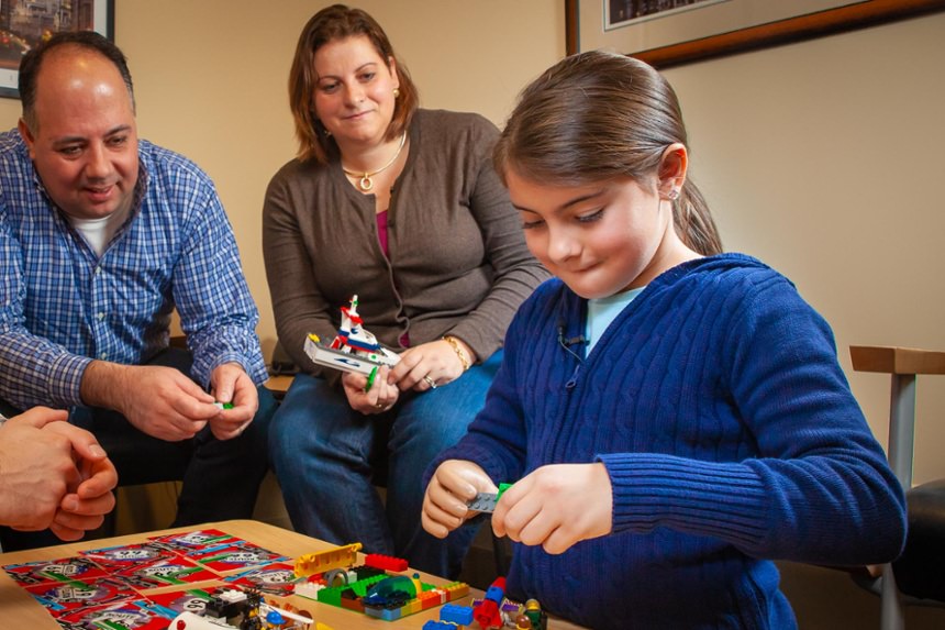 Alexia Michitti playing with Legos