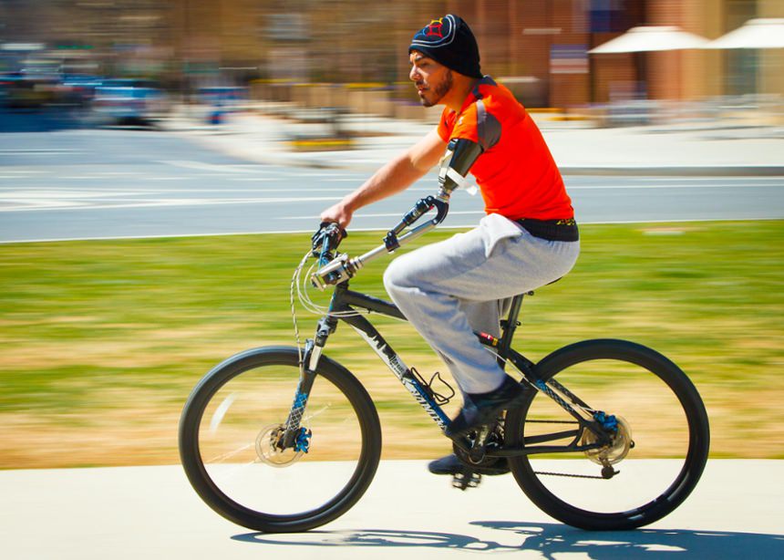 Staff Sgt. Michael Kacer (RET) Above elbow amputee activity specific wounded warrior bicycle
